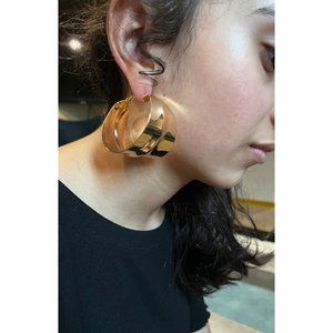 Large gold hoop earrings , huge gold hoops ,fat big  hoop chunky round  earrings